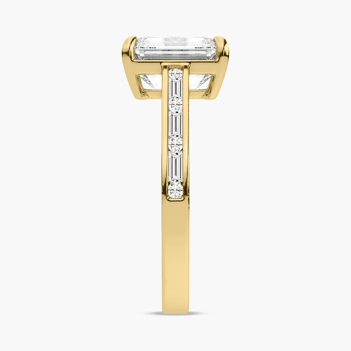Baguette and Princess Side Stone Diamond Engagement Ring