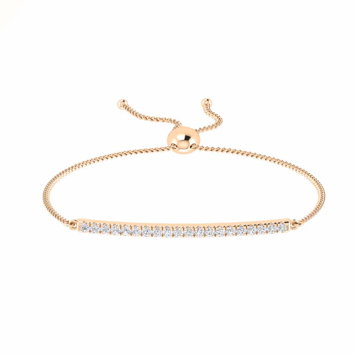 Striking Round Cut Split U Cut Pave Set Diamond Bolo Bracelet