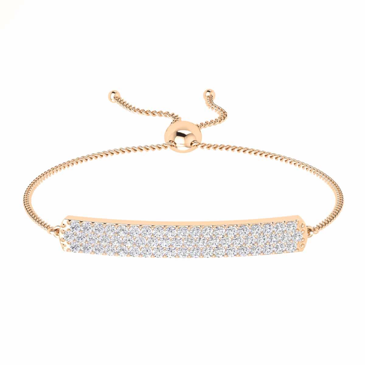 Attractive Three Row Prong Set Round Cut Diamond Bolo Bracelet