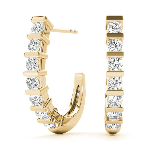 Round Lab Grown Diamond J-Hoop Earrings