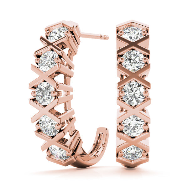 Lab Diamond J-Hoop Earrings