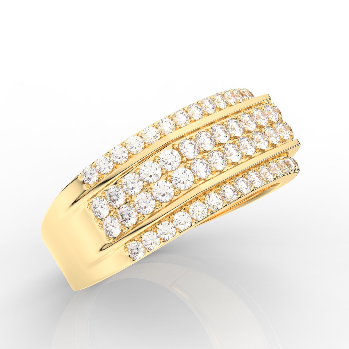 Arresting Four Row Round Cut Prong Set Diamond Mens Band
