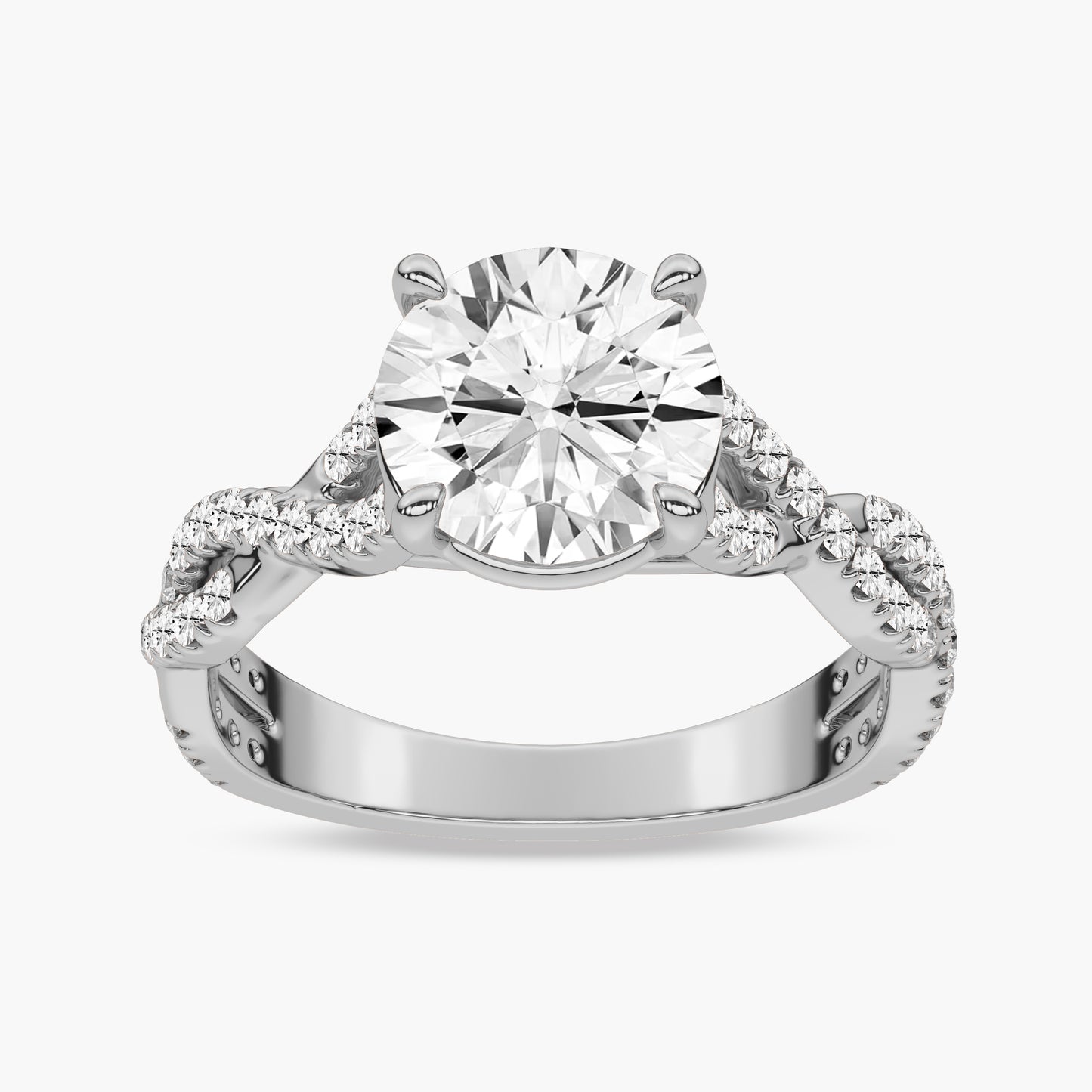 Dual Twisted Diamond Engagement Ring