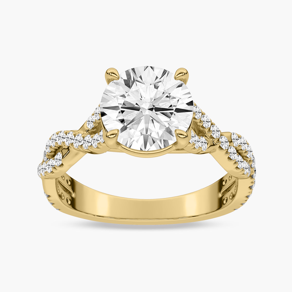 Dual Twisted Diamond Engagement Ring