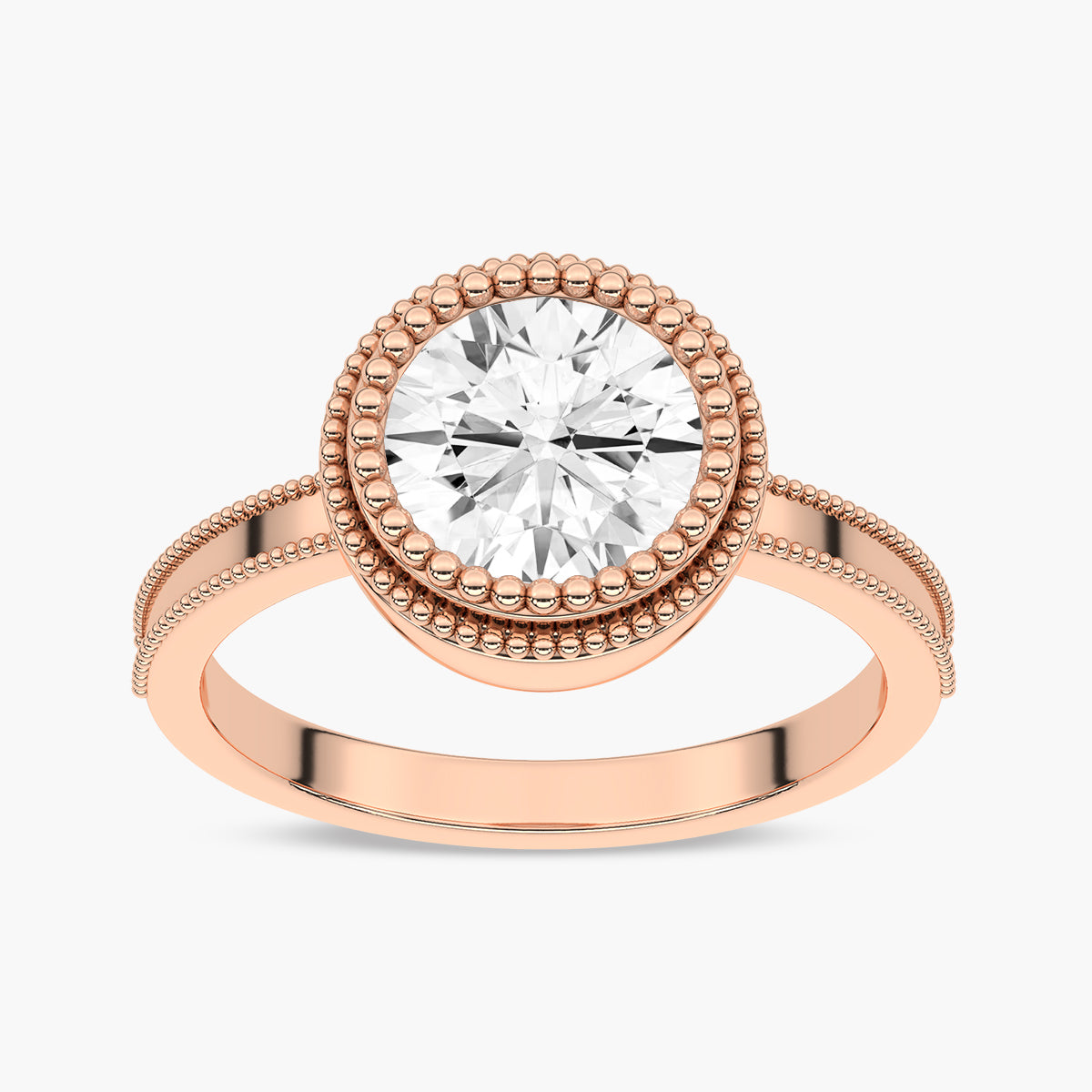 Milgrain and Bezel Set Diamond Engagement Ring