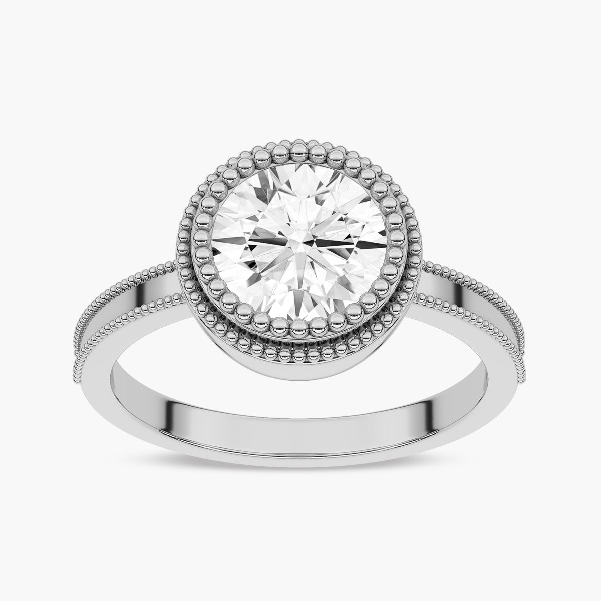 Milgrain and Bezel Set Diamond Engagement Ring