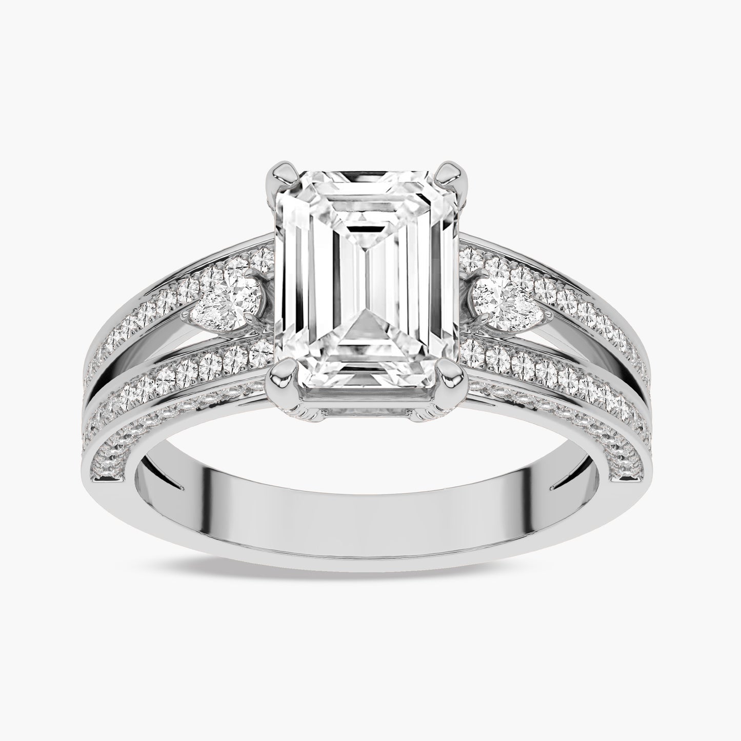 Rose Diamond Split Shank Side Stone Engagement Ring