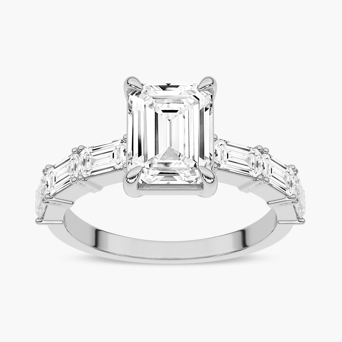 Diamond Side Stone Solitaire Engagement Ring