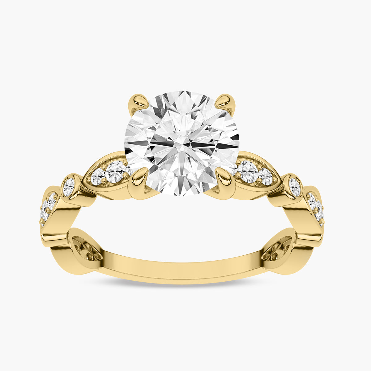 Diamond Engagement Ring with Marquise Shape Side Accents