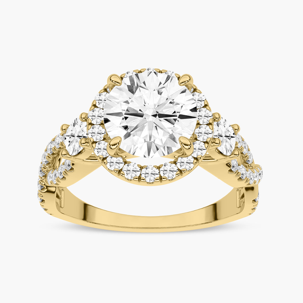 Diamond Swirl Halo Engagement Ring