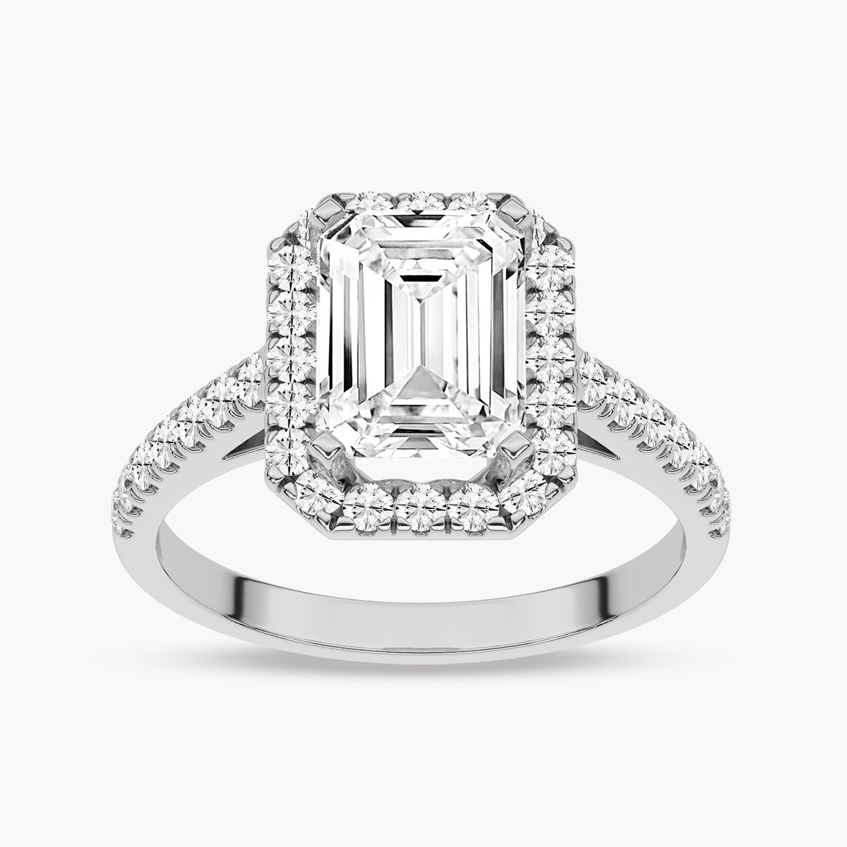 Surrounded Center Diamond Engagement Ring