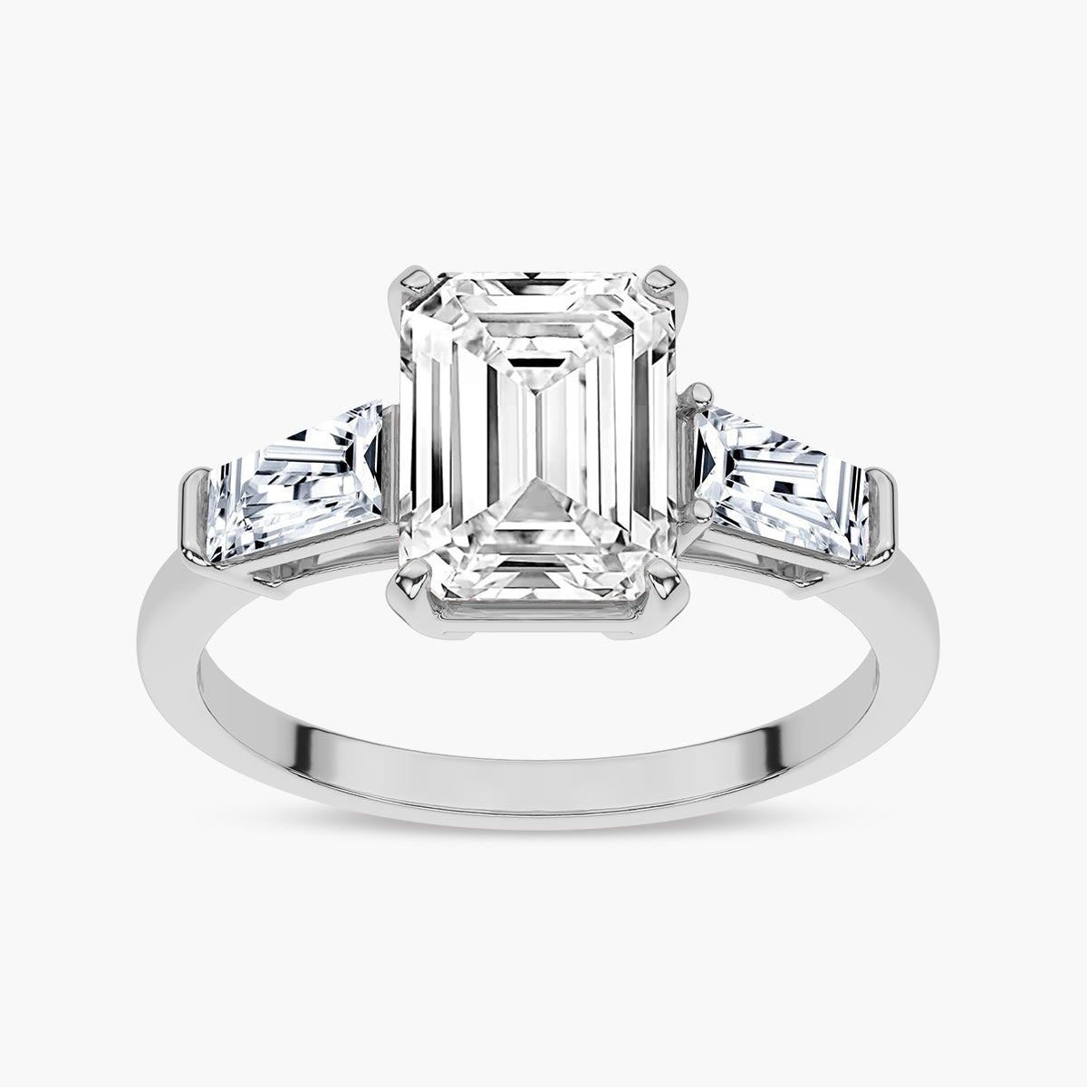Diamond Engagement Ring with Tapered Baguette Side Accents