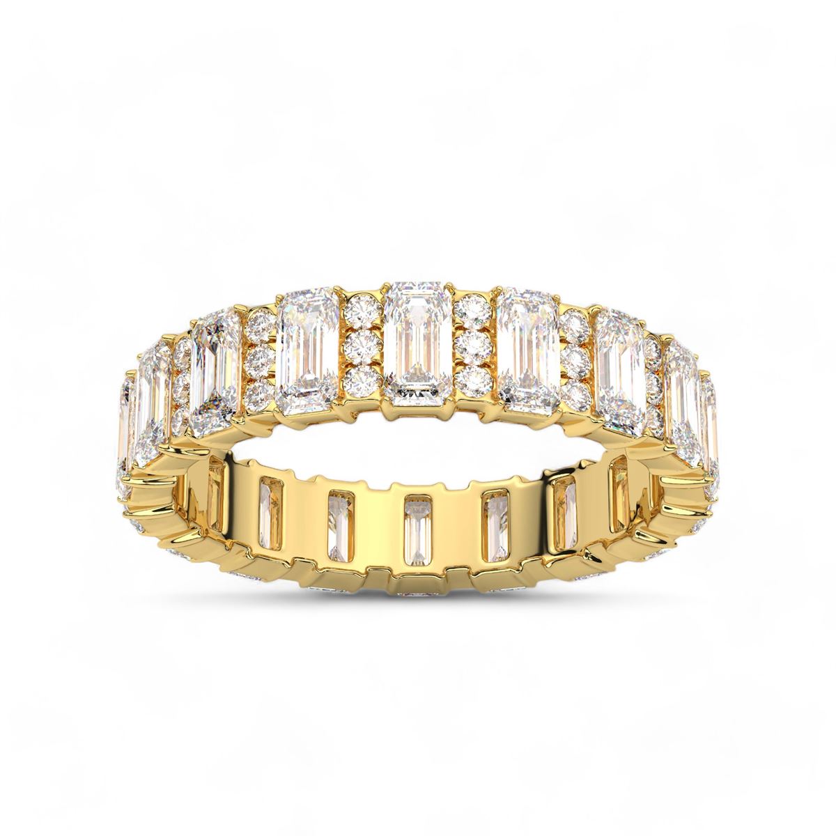 Emerald and Triple Round Diamond Band