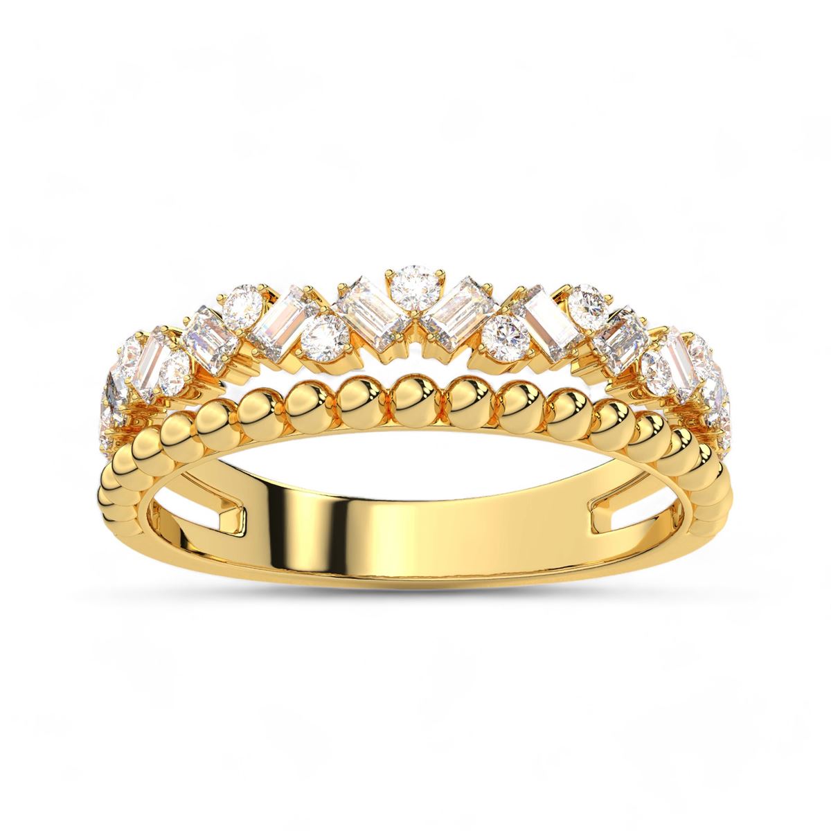 Alternate Cut Beaded Diamond Band
