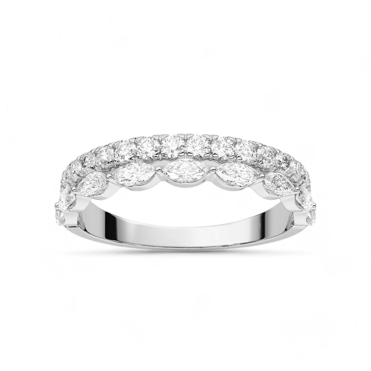 Dual Row Marquise and Round-Cut Diamond Band