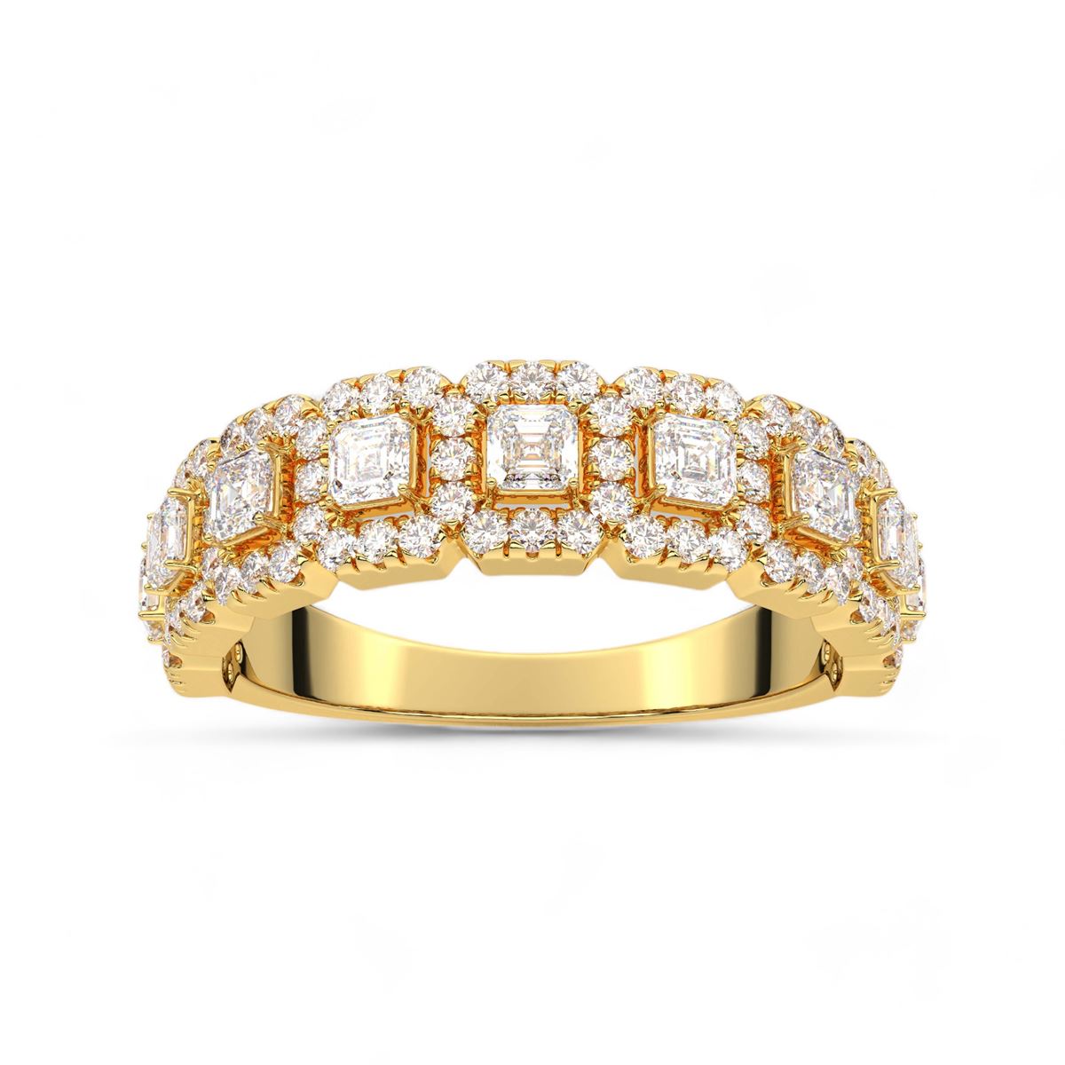 Studded Asscher Cut Diamond Band