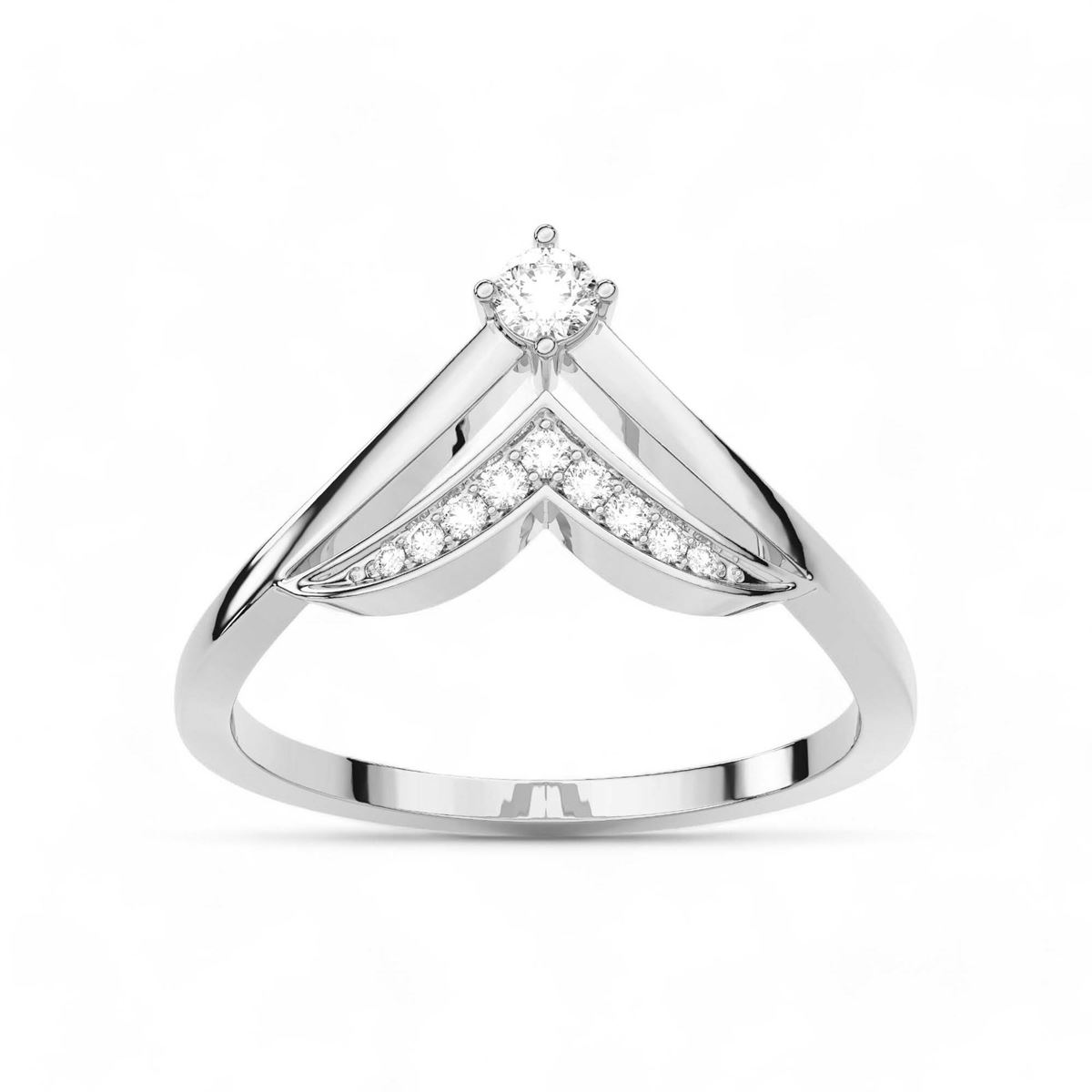 Chevron Solitaire Diamond Ring