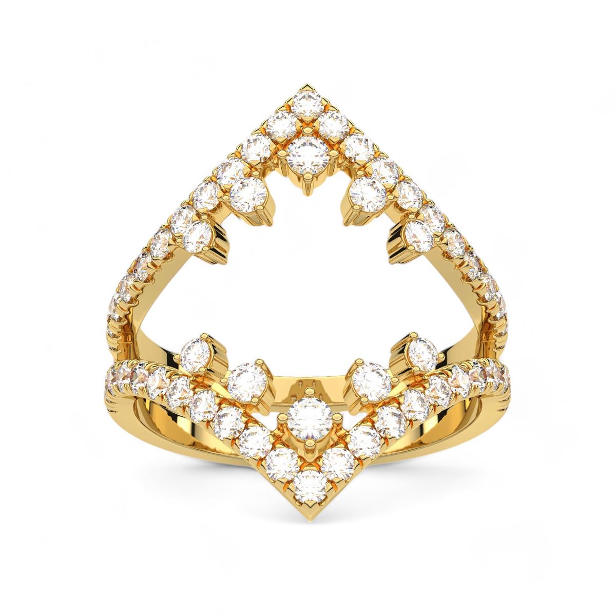 Crown-Inspired Chevron Diamond Ring
