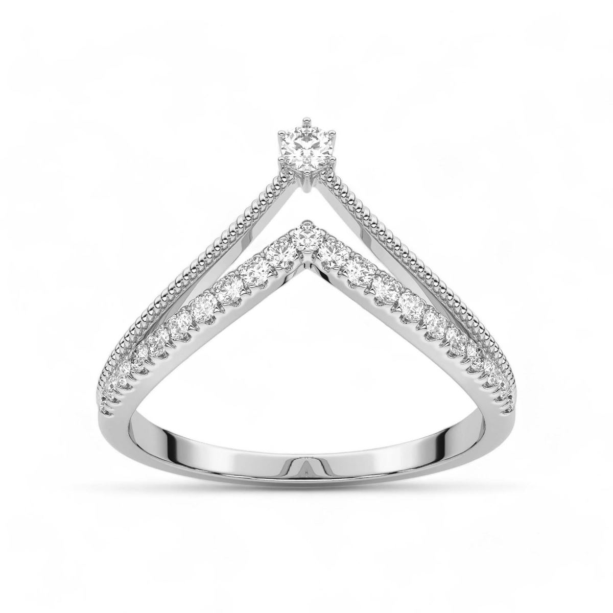 Studded Solitaire Chevron Ring