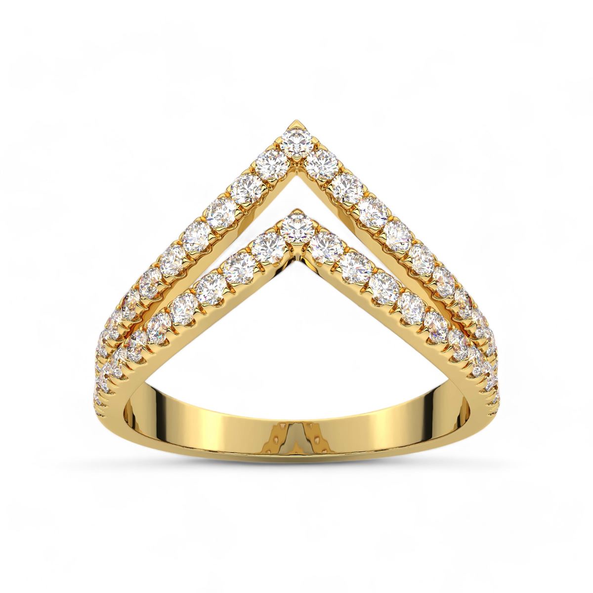 Dual Layer Chevron Diamond Ring