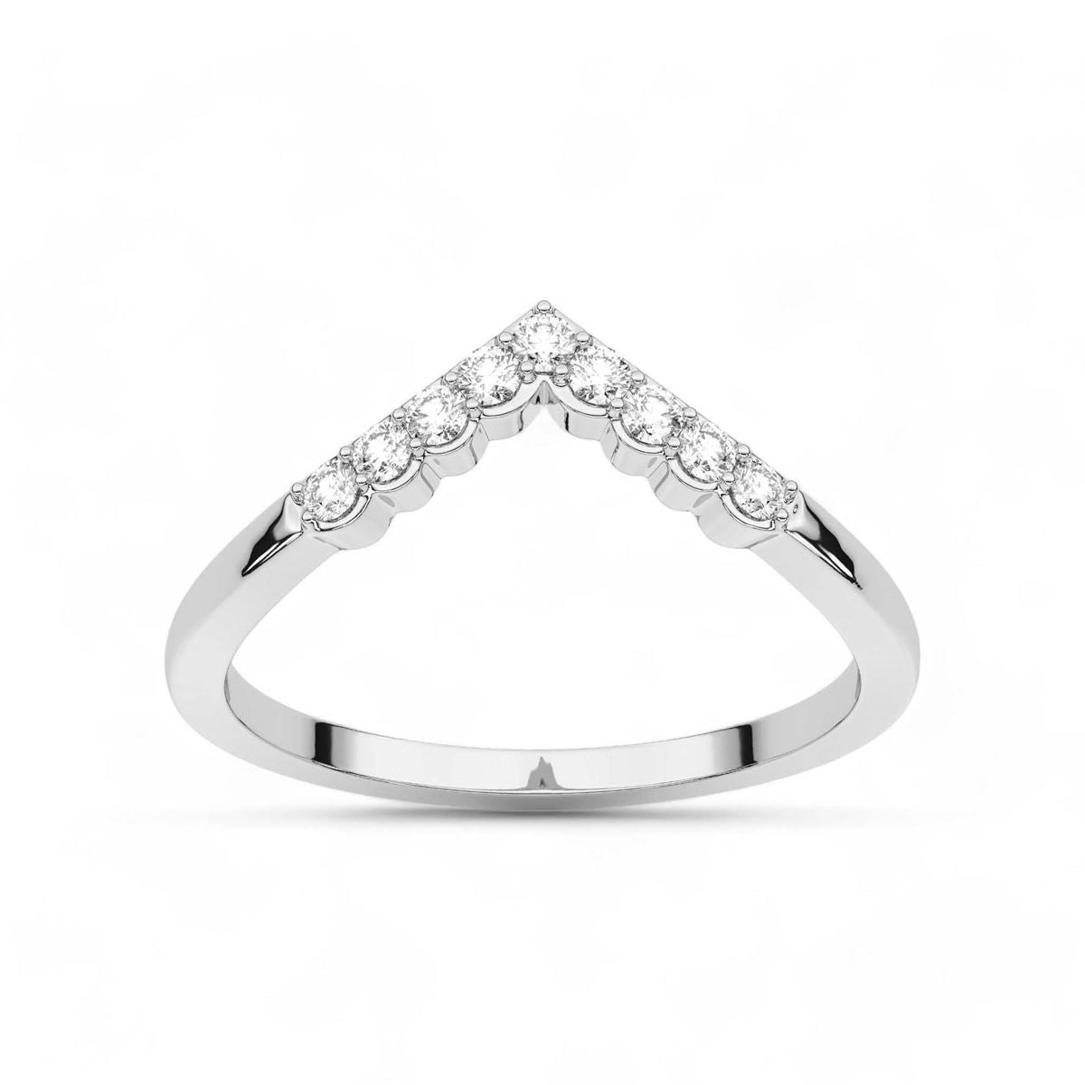 Scalloped Chevron Diamond Ring
