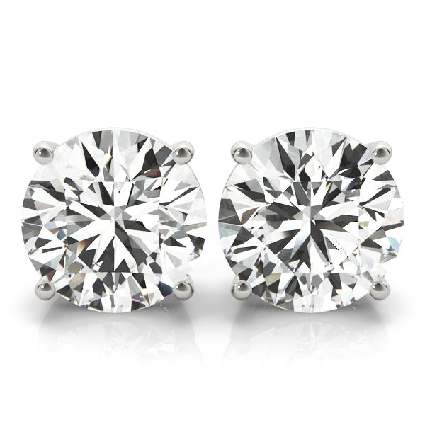Four Prong Screw Back Round Stud Earrings