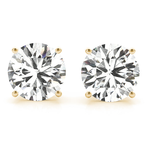 Four Prong Push Back Round Stud Earrings