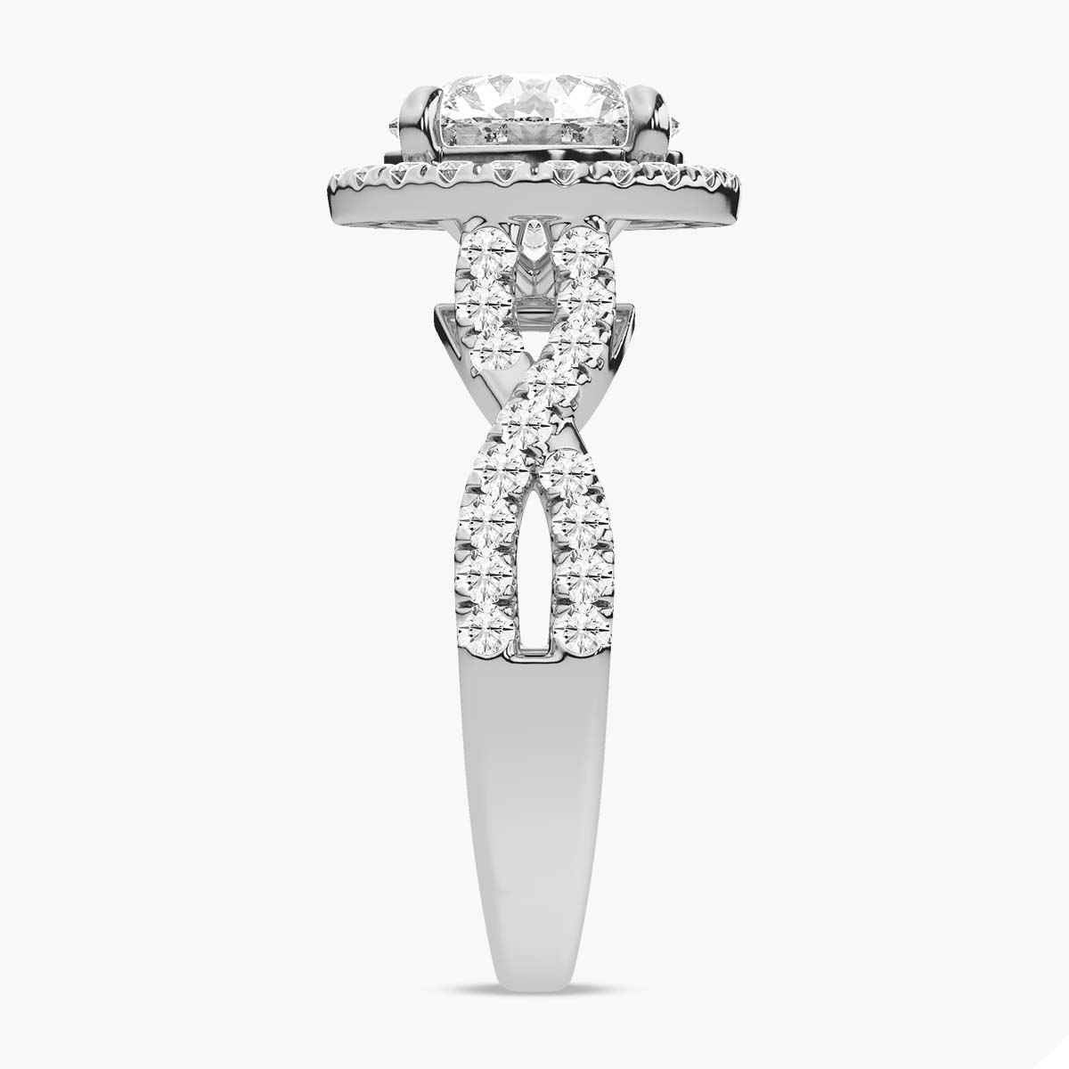 The Celestial Crossover Halo Engagement Ring