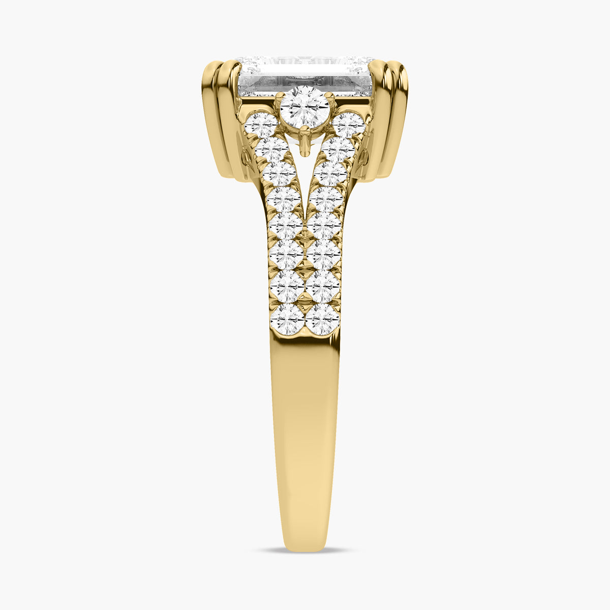 Split Shank Diamond Side Stone Engagement Ring
