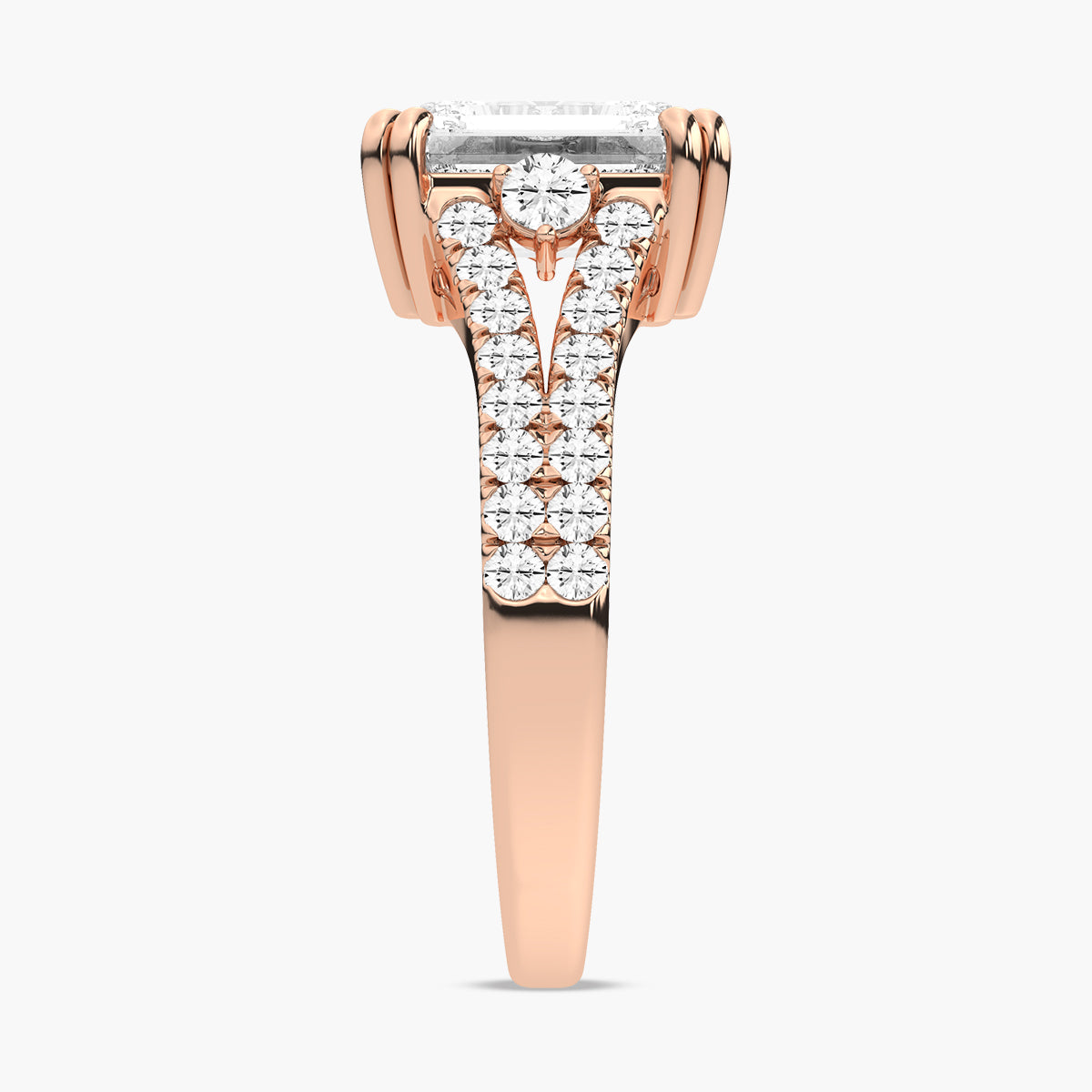Split Shank Diamond Side Stone Engagement Ring
