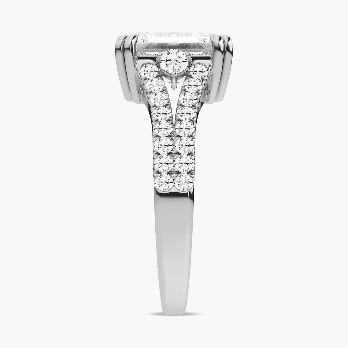 Split Shank Diamond Side Stone Engagement Ring