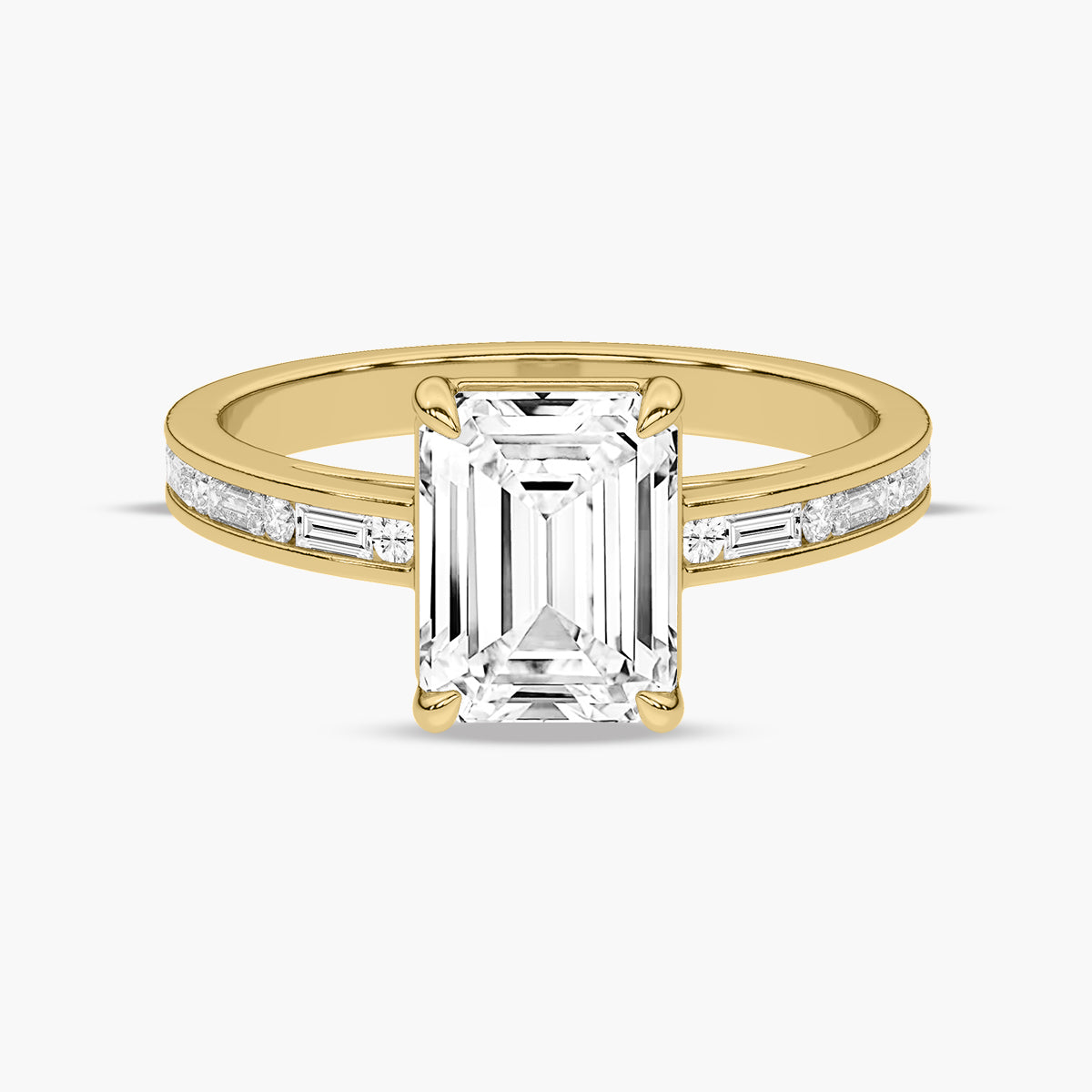 Baguette and Princess Side Stone Diamond Engagement Ring