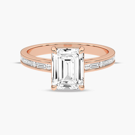 Baguette and Princess Side Stone Diamond Engagement Ring