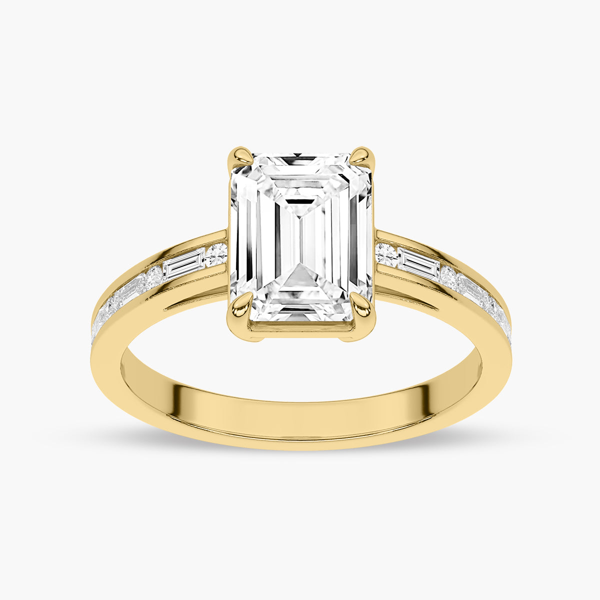 Baguette and Princess Side Stone Diamond Engagement Ring