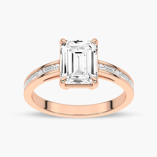 Baguette and Princess Side Stone Diamond Engagement Ring