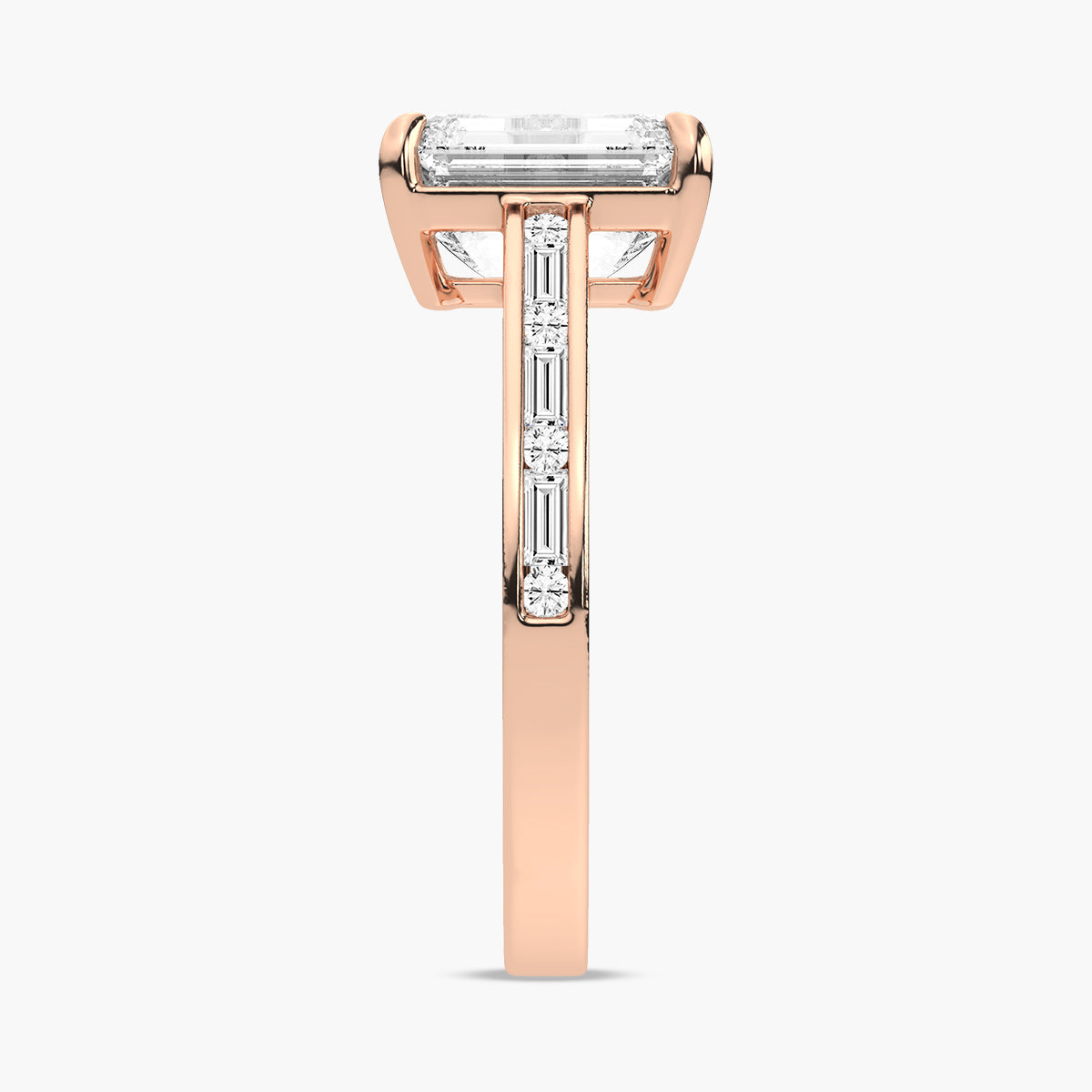 Baguette and Princess Side Stone Diamond Engagement Ring