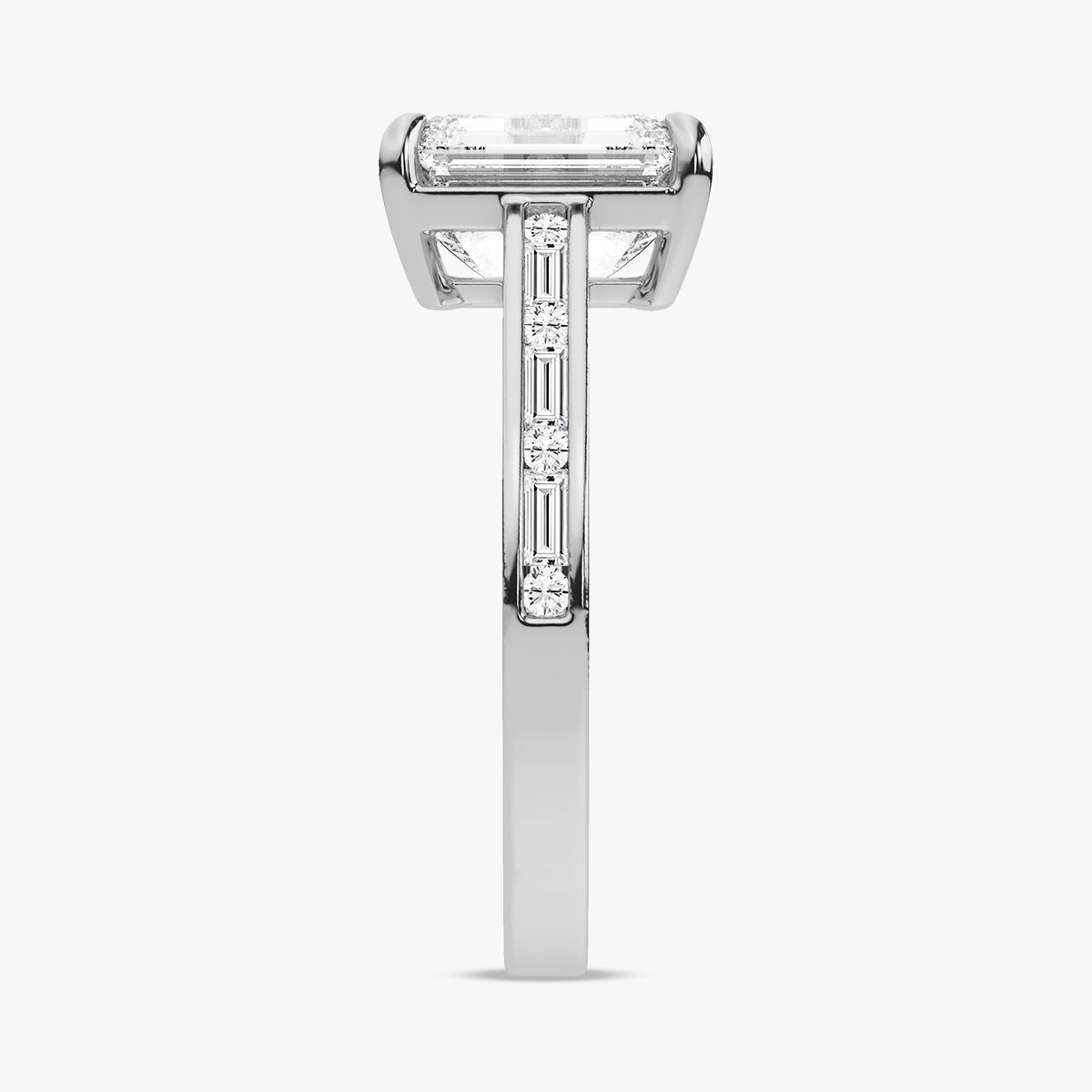 Baguette and Princess Side Stone Diamond Engagement Ring