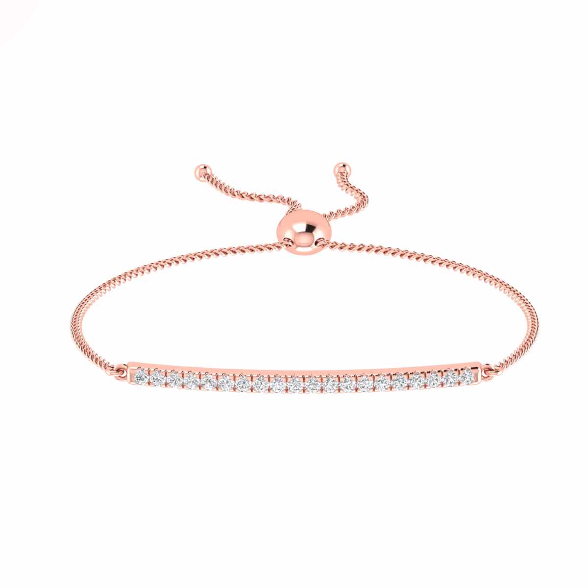 Striking Round Cut Split U Cut Pave Set Diamond Bolo Bracelet