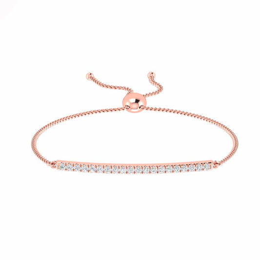 Striking Round Cut Split U Cut Pave Set Diamond Bolo Bracelet