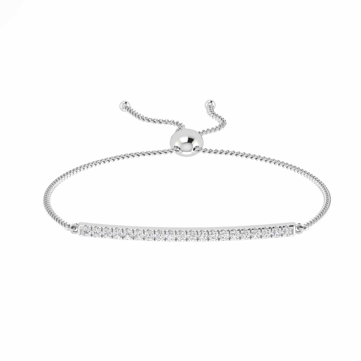 Striking Round Cut Split U Cut Pave Set Diamond Bolo Bracelet
