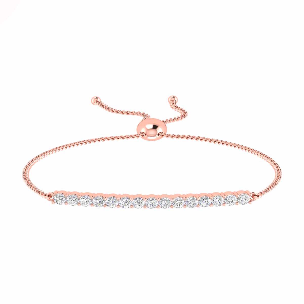 Stunning Brilliant Round Cut Prong Set Diamond Bolo Bracelet