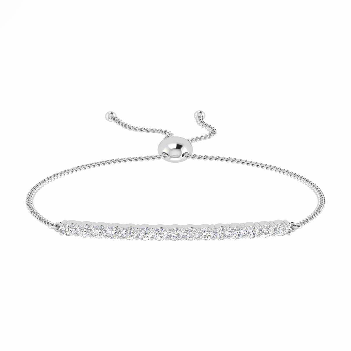 Stunning Brilliant Round Cut Prong Set Diamond Bolo Bracelet
