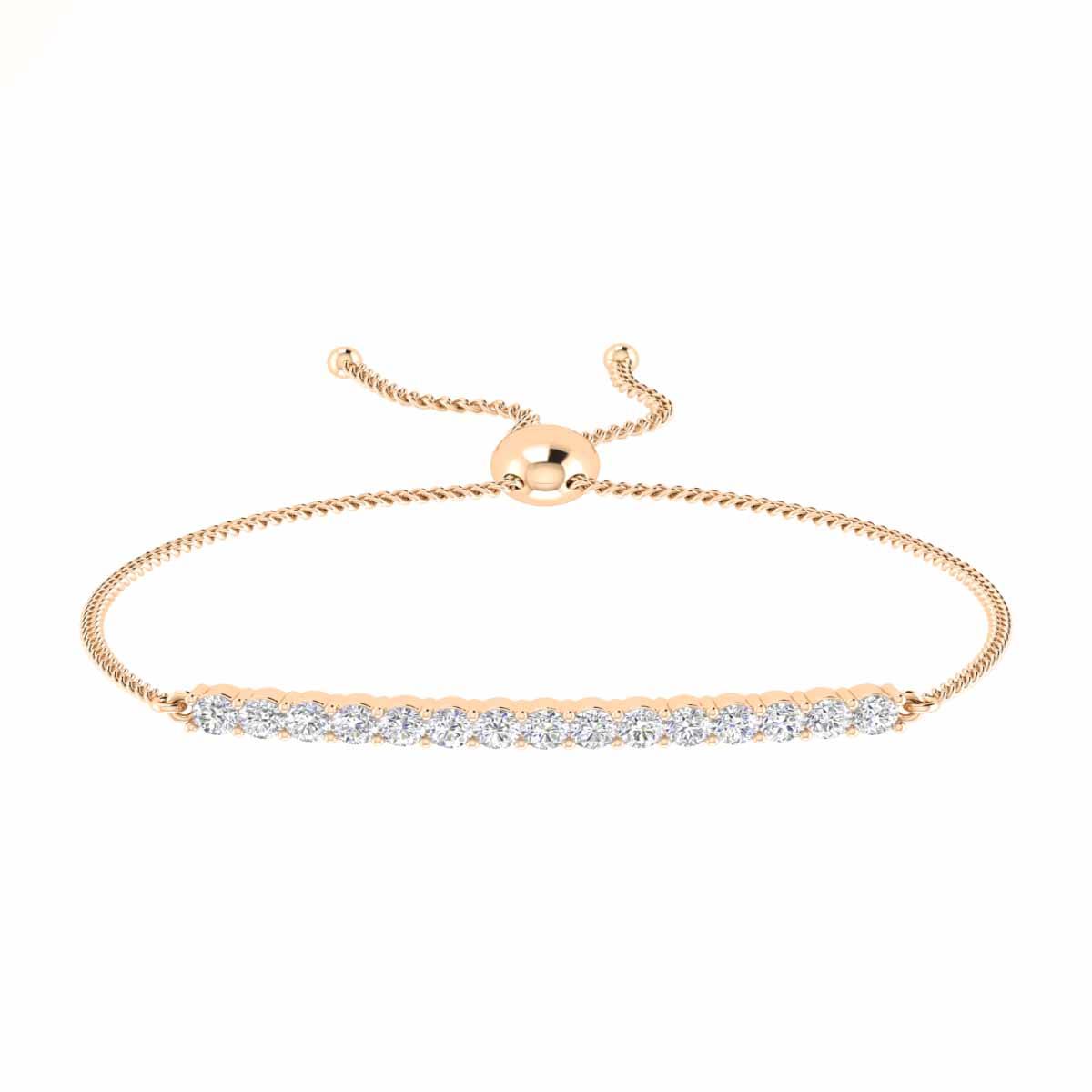 Stunning Brilliant Round Cut Prong Set Diamond Bolo Bracelet