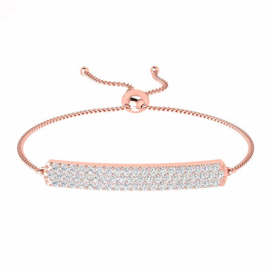 Attractive Three Row Prong Set Round Cut Diamond Bolo Bracelet