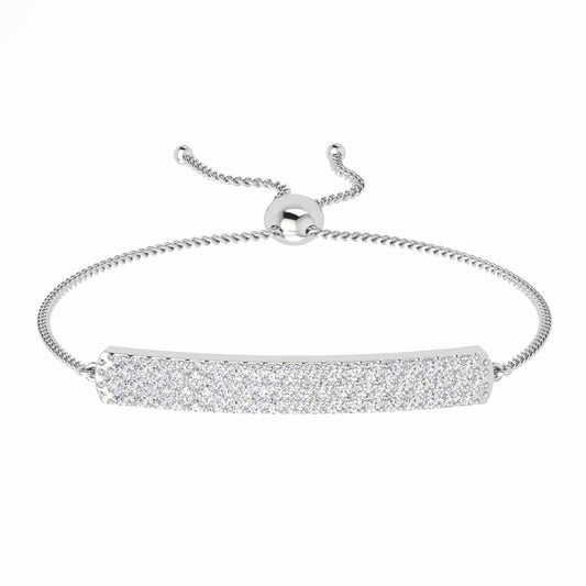 Attractive Three Row Prong Set Round Cut Diamond Bolo Bracelet
