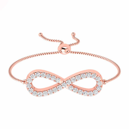 Modish Infinity Style Brilliant Round Cut Diamond Bolo Bracelet