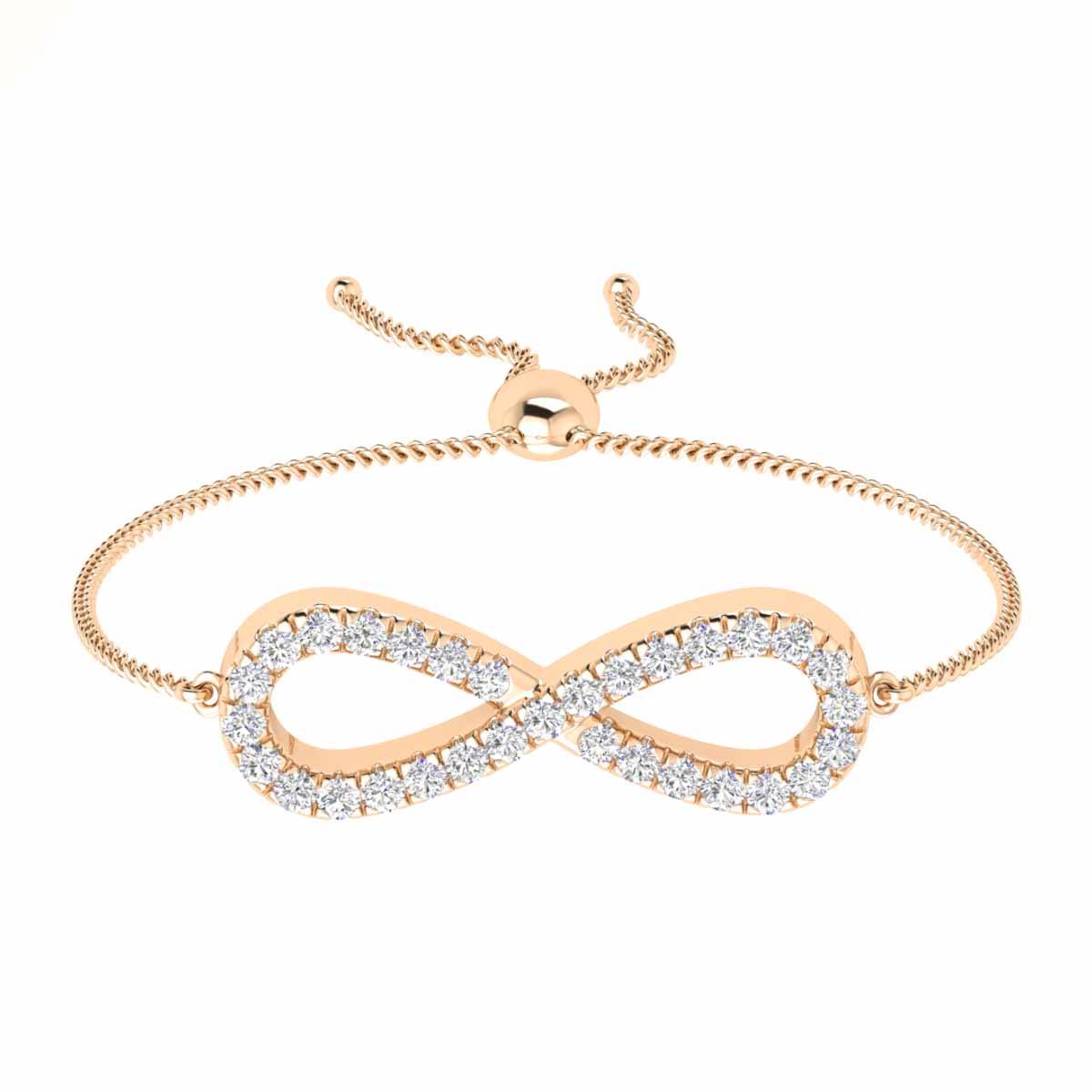 Modish Infinity Style Brilliant Round Cut Diamond Bolo Bracelet