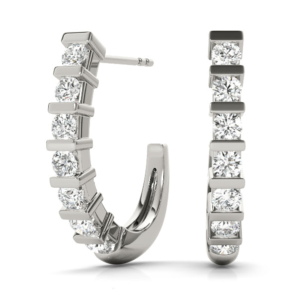 Lab Diamond J-Hoop Earrings