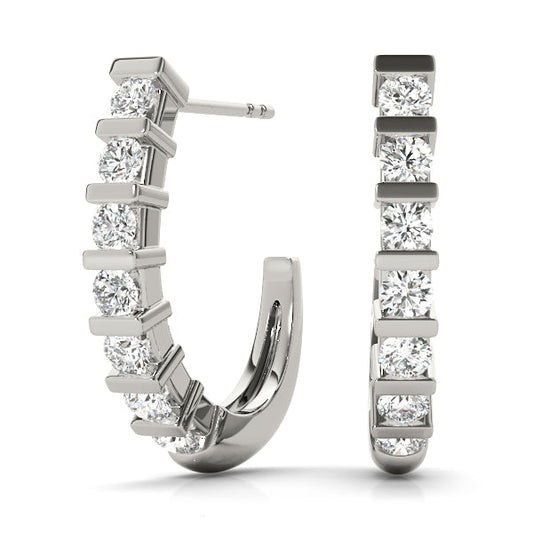 Lab Diamond J-Hoop Earrings