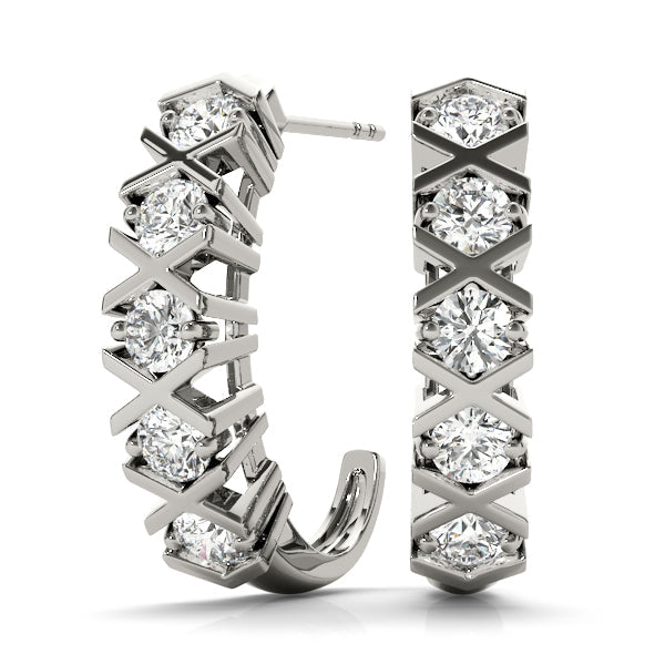 Lab Diamond J-Hoop Earrings